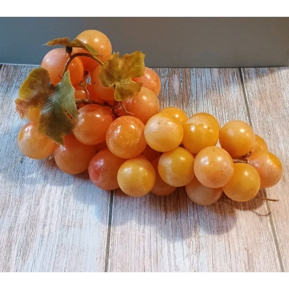 Vintage Realistic Fake Yellow Orange Grapes Rubber Fruit Decor 1 Piece 11"‎